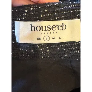 House Of CB Skirt Women Small‎ Black Tweed Draped Fringe Mini Sexy Preppy thumbnail 7
