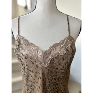 Victoria Secret Brown Tan Leopard Print Lace Trim Slip Nightie Lingerie thumbnail 2