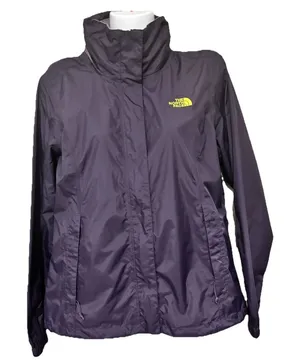 North Face DryVent Purple Yellow Hooded Rain Jacket M Hiking Camping Gorpcore thumbnail 1
