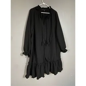 English Factory Black Tassel Trim Ruffle Hem Tiered Dress Size 2X NWOT thumbnail 4