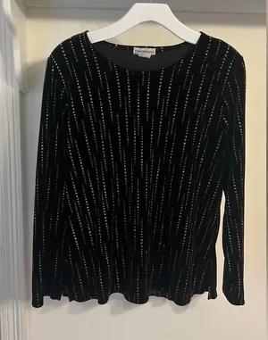 REMOVING SOON FINAL PRICE Notations Black Top with Gold Detailing thumbnail 1