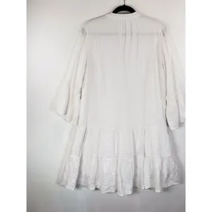Faherty Dress White Mini Gauze Kasey V Neck Tiered Flared Coastal Cowgirl Medium thumbnail 6