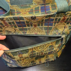 VTG 90s‎ Tapestry Golf Tournament Tote Bag & Coin Purse Pouch Plaid Large Purse thumbnail 12