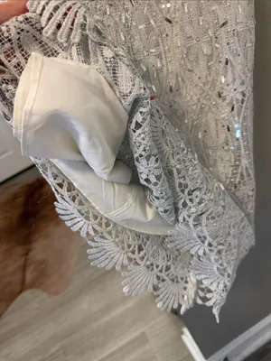 Soma London x ASOS Sequin Lace Mini Dress White/Silver Size XS Retail $238 thumbnail 6