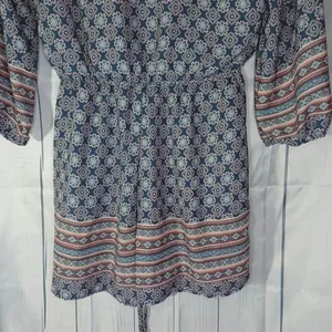 Miami paisley 3/4 sleeve v-neck boho chic geometric print cottagecore romper thumbnail 8