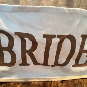 Bride | wedding, bridal, bride tote bag. Tan thumbnail 7