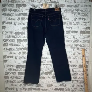 Levis | women dark wash 505 straight denim jeans thumbnail 8