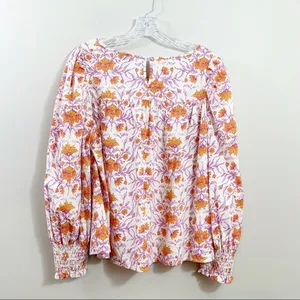 Universal Threads NWOT Floral Cream/Orange/Purple Long Sleeve Top thumbnail 6