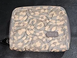 Lug Splits Gray Pink Animal Print‎ Compact RFID Wallet thumbnail 1