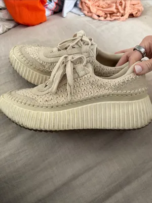 Dolce Vita Women's Cream Crochet Lace-Up Sneakers thumbnail 3
