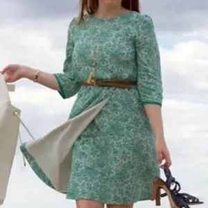 Boden Dolly Day green paisley faux wrap 10P normcore midi dress thumbnail 1