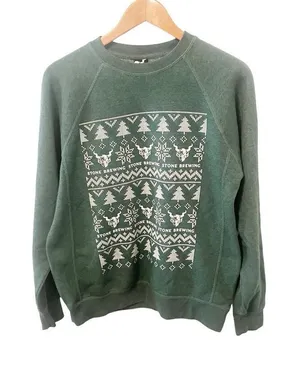 Stone‎ Brewing Green Christmas Crewneck Pullover Sweatshirt Green thumbnail 1