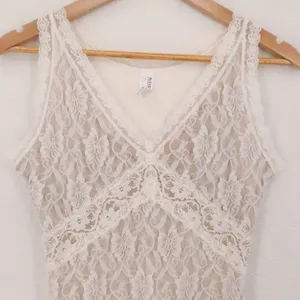 Y2K Lace Babydoll Cami Tank Top Womens Size L White Tan Coquette Fairy Layering thumbnail 2