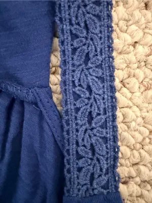 Maronie Royal Blue Swing Tank‎ Dress Small Crochet Strap Cotton Modal Boho thumbnail 6
