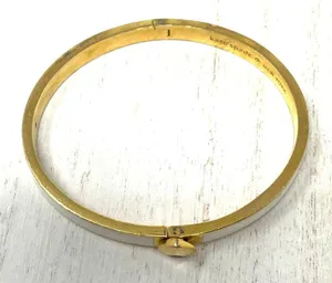 Kate Spade gold tone and white enamel hinged bangle bracelet thumbnail 4