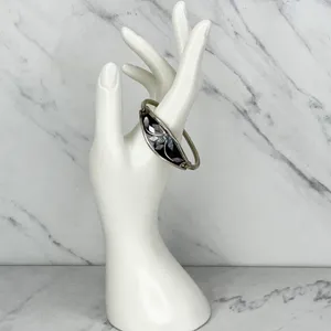 Vintage Silver Tone Abalone Shell Flower Inlay Bangle Child's Bracelet thumbnail 3