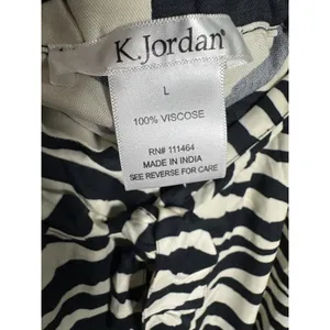 K. Jordan Large‎ Womens Pants Wide Leg Zebra Print Black White Loose Flowy thumbnail 2