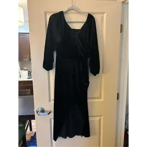 NEW Long Sleeve Ruched Velvet Wrap Cocktail Maxi Dress XL 12/14 thumbnail 3