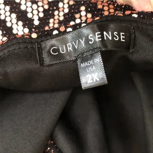 Curvy Sense Sequin Zigzag Striped Black Rose Gold Halter Bodycon Mini Dress 2X thumbnail 7