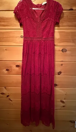 ALTAR'D STATE Dress Marionette Boho Maxi Lace Embroidered SMALL Long thumbnail 1