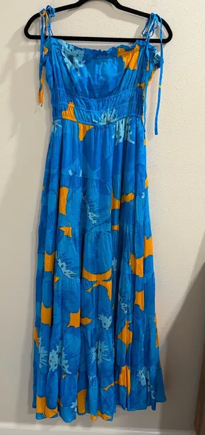 Hutch Anthropologie Size Medium Blue Floral Flynn Maxi Dress Resort Vacation thumbnail 1