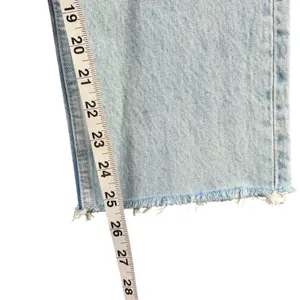 Zara Button Fly Straight Leg Jeans Womens 2 Blue Light Washed Denim Raw‎ Hem thumbnail 10