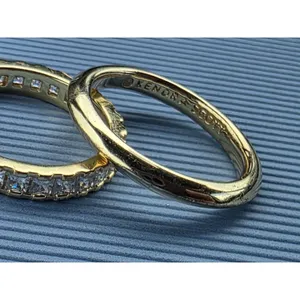 Kendra Scott Ring Set 2 Gold Tone Stacking Rings Size 6 (XS) Metal Clear Stones thumbnail 3