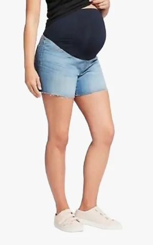 Isabel Maternity Maternity Crossover Panel Midi Jean Shorts by Ingrid & Isabel thumbnail 2