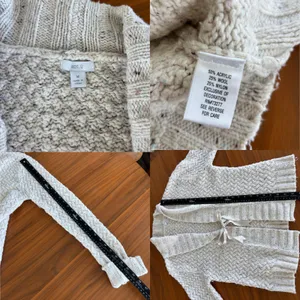 Apt 9 Cardigan Sweater M Cream Cable Knit Ribbon Tie Front Coquette Cozy Cottage thumbnail 4