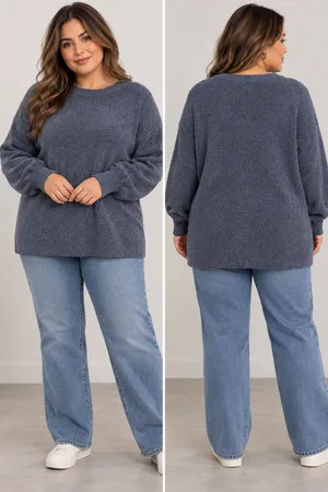 Old Navy Blue Gray Cozy Textured Oversized Sweater Size XXL thumbnail 2