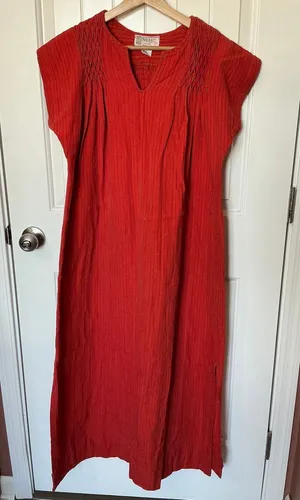 Vintage Nahuit Woven Maxi Dress Small Red/Orange thumbnail 1