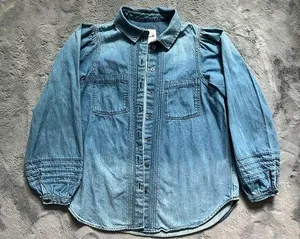 American Eagle balloon sleeve denim shirt thumbnail 1