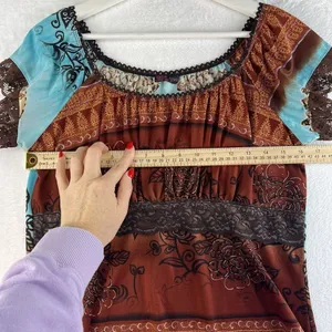 Vintage Y2K 2000's Agenda Small S Top Babydoll Lace Woodland‎ Forrest Goblincore thumbnail 6