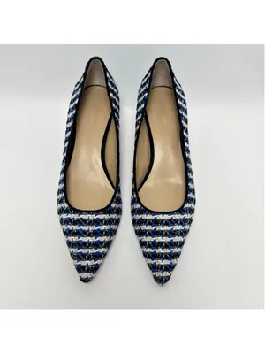 Ann Taylor Tweed Block Heel Pointed Toe Houndstooth Pumps Blue Black Size 8M thumbnail 8