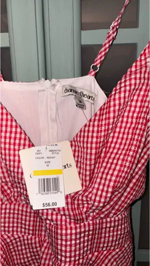Charmed Hearts Dress Red Gingham  thumbnail 3