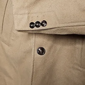 NWOT Zara tan long Tessuti wool made in Italy 2 button collared jacket coat sz S thumbnail 5