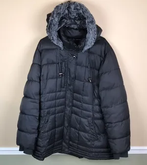 Nautica Women’s Black Puffer Faux Fur Hood Zipper Button-Up Fall Winter Jacket thumbnail 1
