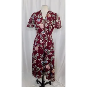 TOMMY BAHAMA Painted Petal Midi Floral Dress Metallic Embellished Beads X-Small thumbnail 2