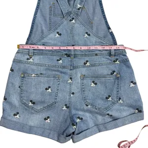 Disney Parks Mickey Mouse Denim Short Overalls Juniors Size Medium Bounding thumbnail 3