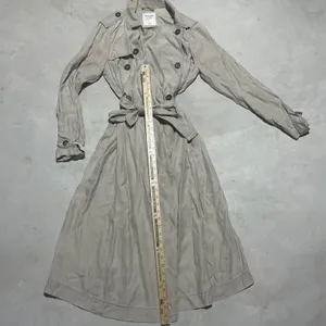 Abercrombie & Fitch Classic Long Cotton Trench Coat Beige Women's SZ Large Y2K thumbnail 5