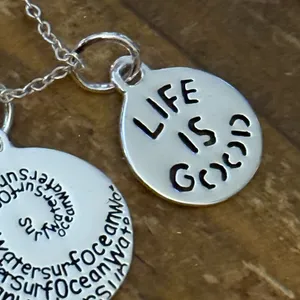 Life is Good 925 silver inspirational layered charm pendant necklace thumbnail 6