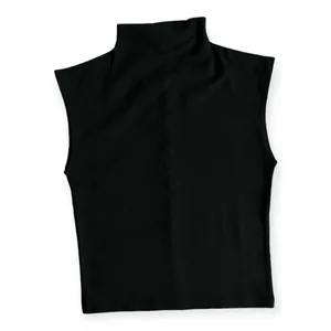 Madewell Womens Black Funnelneck Cropped Muscle Tee thumbnail 3