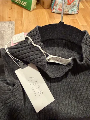 Astr‎ the label Charcoal Cold-Shoulder knit sweater Midi Dress large nwt thumbnail 5