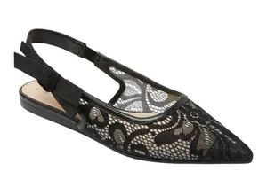 NWT A New Day London Lace Slingback Bow Flats 94303528 Black 9.5M thumbnail 1