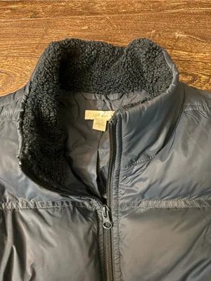J Jill Down Puffer Vest Womens Small Dark Teal Sherpa Collar Longline Snap Sides thumbnail 6