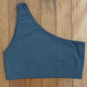 Setactive Set Active Size M L One Shoulder Ribbed Bralette Elegant Grey thumbnail 3