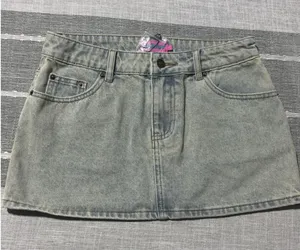 Edikted Blue Washed Denim Micro Mini Skirt Y2K Low Rise Size Small S15992 thumbnail 1