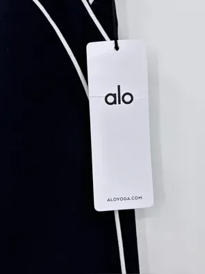 ALO Yoga Black Leggings with White Piping thumbnail 6
