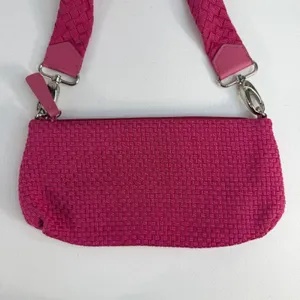 Vtg Y2K The Sak Small Pink Woven Shoulder Bag‎ Silver Zipper Femme Twee Crochet thumbnail 5