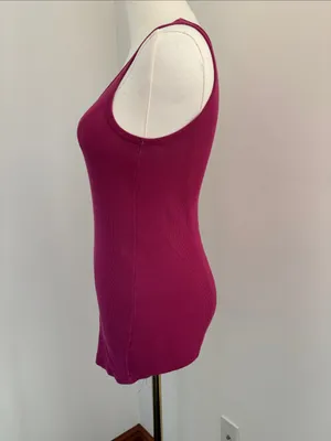 Motherhood Maternity Ribbed Scoop Tank - Fuchsia thumbnail 3